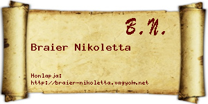 Braier Nikoletta névjegykártya